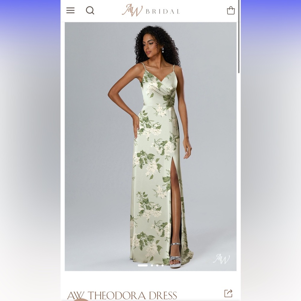 AW Bridal Sage Green Garden Party Bridesmaid Dress *UNWORN*
Silhouette: Theodora